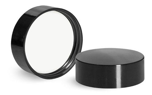 Plastic Caps, Black Smooth Phenolic Deep Skirted F-217 Lined Caps