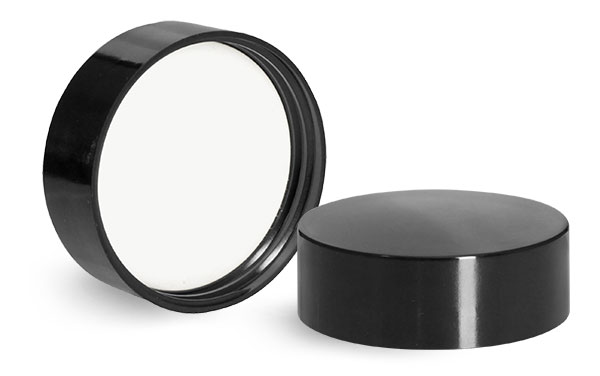 Plastic Caps, Black Smooth Phenolic Deep Skirted F-217 Lined Caps
