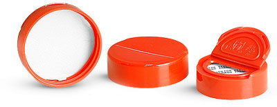 Dispensing Caps, Red Polypropylene Spice Caps w/ Pressure Sensitive Liners