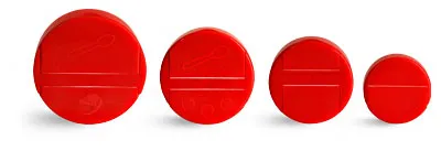 Dispensing Caps, Red Polypropylene Spice Caps w/ Pressure Sensitive Liners