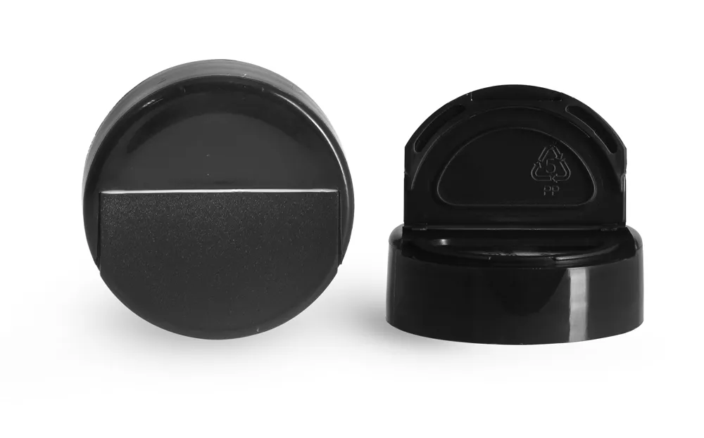 38/400 Black Polypro Spice Cap w/ Pressure Sensitive Liners