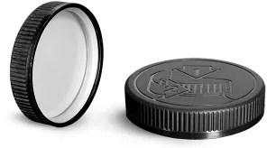 Child Resistant Caps, Black PE Lined Child Resistant Caps w/ Universal Picture