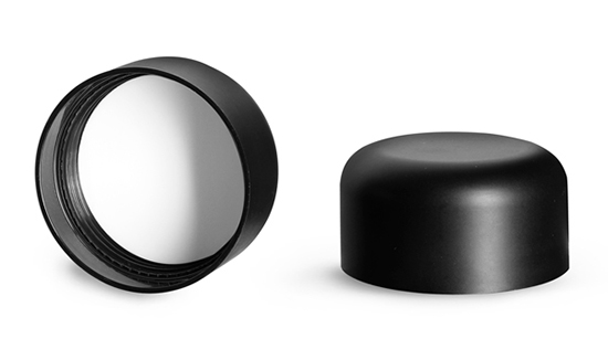 Plastic Caps, Smooth Black Child Resistant Dome Caps For Clear Glass Child Resistant Jars