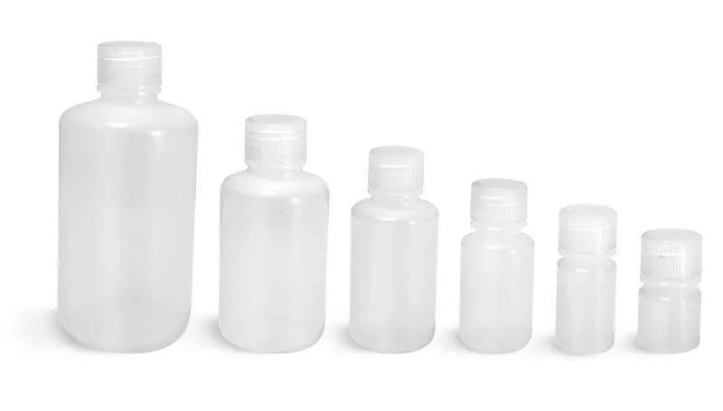 Leak Proof Water Bottles, Natural HDPE Narrow Mouth Bottles w