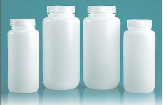 Leak Proof Water Bottles, Natural HDPE Wide Mouth Bottles Combo Kit