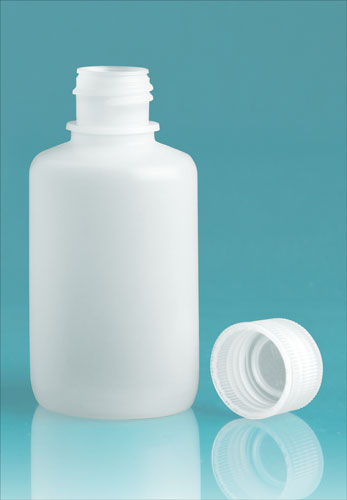 Leak Proof Water Bottles, Natural HDPE Narrow Mouth Bottles w/ Screw Caps