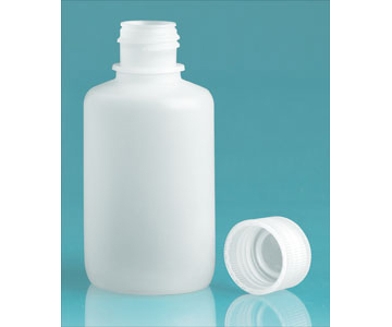 Leak Proof Water Bottles, Natural HDPE Narrow Mouth Bottles w/ Screw Caps