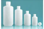 Leak Proof Water Bottles, Natural Polypropylene Narrow Mouth Bottles w/ Screw Caps