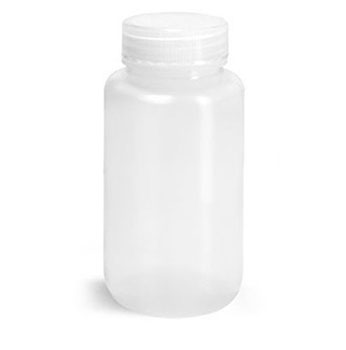 Leak Proof Water Bottles, Natural LDPE Wide Mouth Bottles w/ Screw Caps
