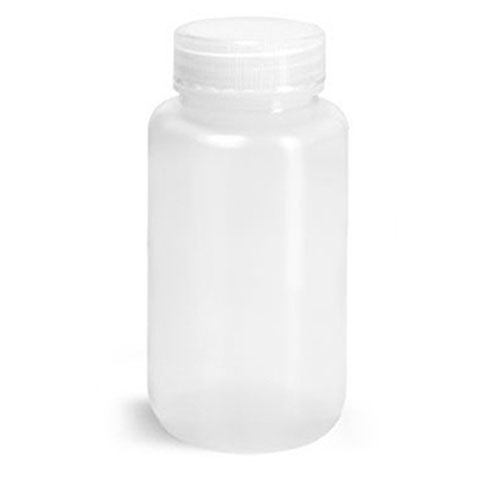 LDPE Leak Proof Water Bottles, Natural Wide Mouth Bottles w/ Screw Caps