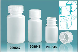 Leak Proof Water Bottles, Natural HDPE Wide Mouth Bottles w/ Screw Caps
