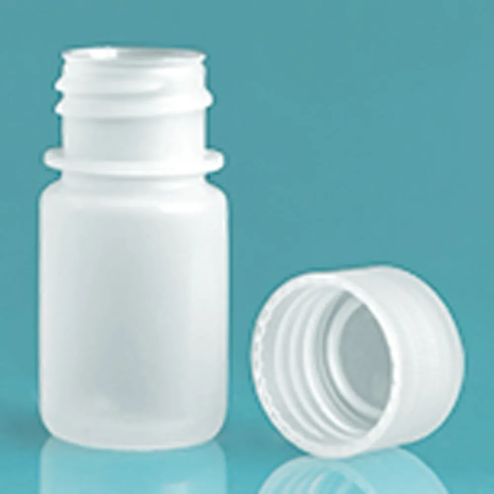 Bottles, wide neck, HDPE, round, sealable, with screw cap and sealing  eyelets