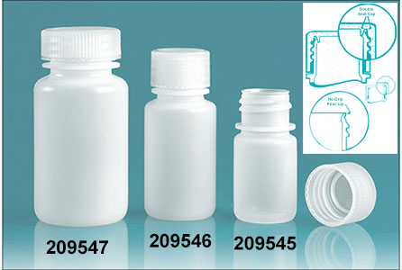 Leak Proof Water Bottles, Natural HDPE Wide Mouth Bottles w/ Screw Caps