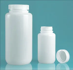 HDPE Leak Proof Water Bottles, Natural Wide Mouth Bottles w/ Screw Caps