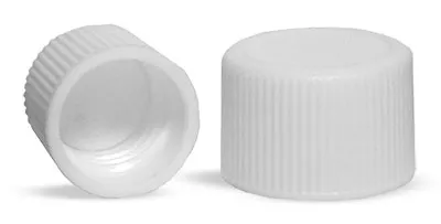18/410 18/410 Plastic Caps, White Polypropylene Ribbed PE F217 Lined Caps