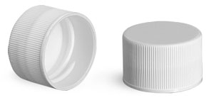 28/410  Plastic Caps, White Polypro Ribbed PE PE Foam Lined Caps
