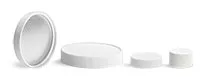 Plastic Caps, White Polypropylene Ribbed Caps w/ Foam Induction Liners