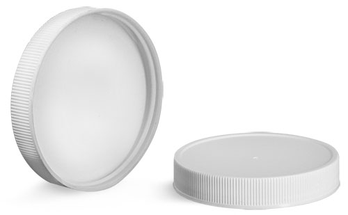 Plastic Caps, White Polypropylene Ribbed PE F217 Lined Caps