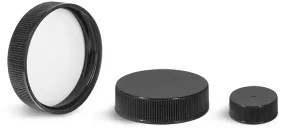 Black Polypropylene Ribbed PE Lined Caps 18/400 - 45/400