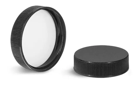 150 cc Plastic Bottles, Clear PET Wide Mouth Packer Bottles w/ Black Ribbed PE Lined Caps