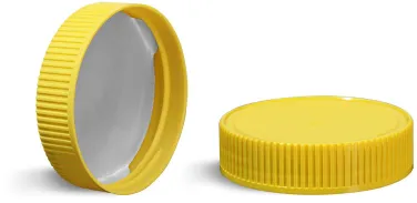 Yellow Polypropylene Ribbed Caps w/ Induction Liners