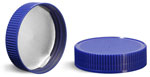 Plastic Caps, Blue Polypro Ribbed Caps w/ Induction Liners