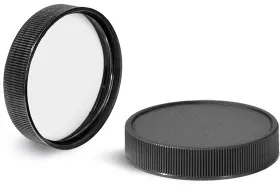 Black Polypropylene Ribbed PE Lined Caps 53/400 - 89/400