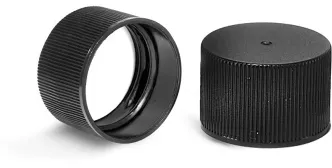 Black Ribbed Polypropylene Caps w/ PE & PS22 Liners 