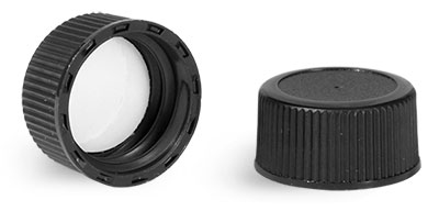 Plastic Caps, Black Polypropylene Ribbed Tri-Foil Lined Caps