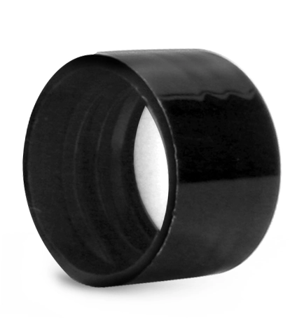 Plastic Caps, Black Polypropylene Printed PS22 Lined Caps