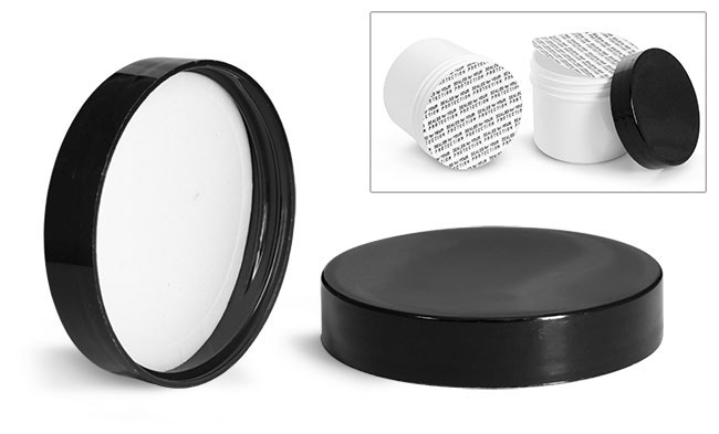 Plastic Caps, Black Polypropylene Printed PS22 Lined Caps