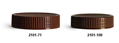 Plastic Caps, Brown Polypropylene Ribbed Caps w/ Induction Liners