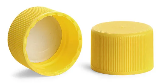 Ribbed Yellow Polypro Caps w/ Pressure Sensitive Liners