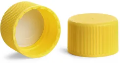 Ribbed Yellow Polypropylene Caps w/ Pressure Sensitive Liners