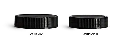 Plastic Caps, Black Polypropylene Ribbed Caps w/ Induction Liners