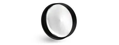 70mm Plastic Caps, Black Polypropylene Ribbed Caps w/ Induction Liners