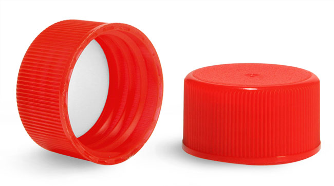 Plastic Caps, Red Polypropylene Ribbed Lined Caps