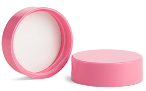Plastic Caps, Pink Polypropylene Smooth Lined Caps