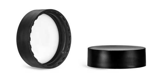 Plastic Caps, Matte Black Polypropylene Caps w/ PE-F217 Liners
