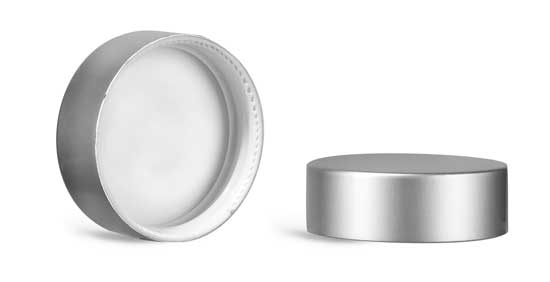 Plastic Caps, Matte Silver Polypropylene Caps w/ PE-F217 Liners