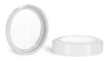 Plastic Caps, White Smooth Plastic Caps w/ Clear Windows