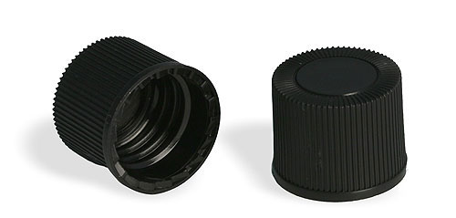 Plastic Caps, Black Polypro Ribbed Unlined Closures