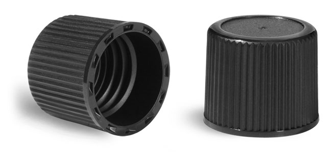 Plastic Caps, Black Polypropylene Ribbed Unlined Caps