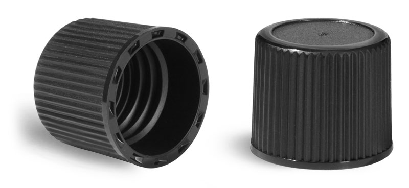 Plastic Caps, Black Polypropylene Ribbed Unlined Caps