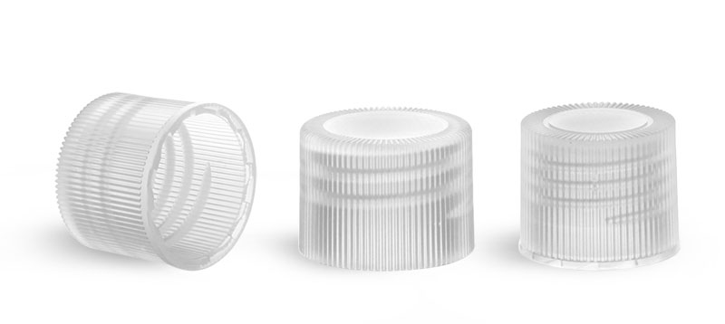 Plastic Caps, Natural Polypropylene Ribbed Unlined Caps