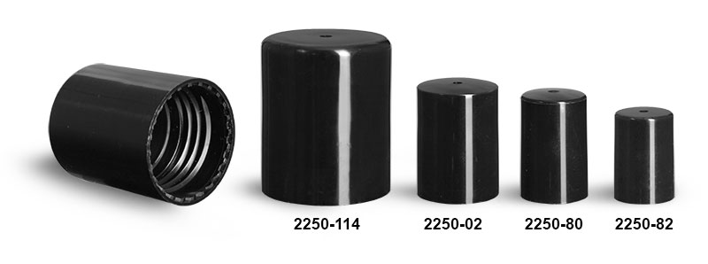 Plastic Caps, Flat Black Polypropylene Caps For Roll On Containers