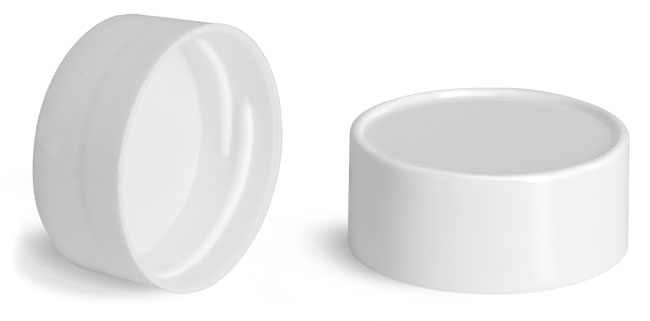 43/485 White Smooth Plastic Unlined Caps