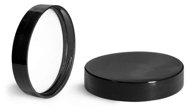 Plastic Caps, Black Polypropylene Smooth Lined Caps
