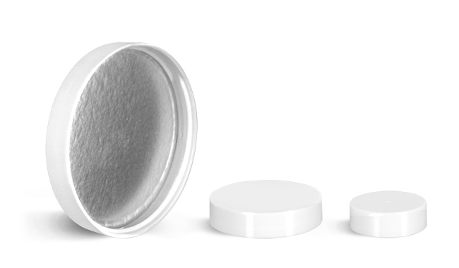 Plastic Caps, White Polypropylene Smooth Caps w/ Induction Liner