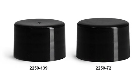 Plastic Caps, Black Polypropylene Smooth PE Lined Caps